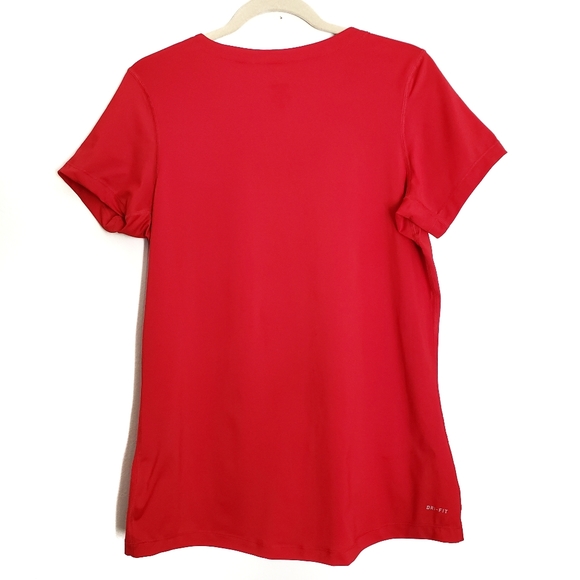 NIKE Pro Dri-Fit V-Neck Red Short Sleeve Top XL - Picture 3 of 7